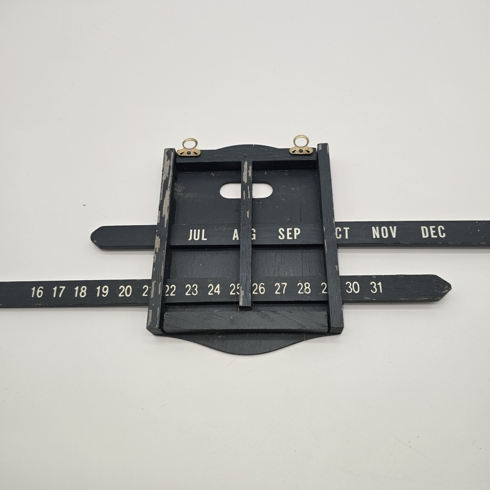 Vintage Wooden Perpetual Calendar Wall Hanging Blue Goose Farmhouse Sliding Date - Picture 4 of 6